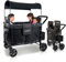 WONDERFOLD W4 Original Quad-Kinderwagen mit 4 hohen Sitzen, 5-Punkt-Gurten, leicht zugänglicher Front-Reißverschluss-Tür und abnehmbarem UV-Schutzdach, Schwarz