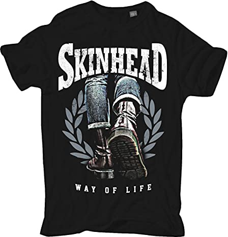 Männer Herren Tshirt Skinhead a Way of Life 69 oi Skin Boots Stiefel Front