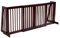 GOPLUS Barrière de Sécurité Pliable en Bois de Pin pour Chiens/Chiots/Animaux, Grille de Protection Extensible avec 3 Panneaux Télescopique, Marron 140-203 x 56 x 9,5CM