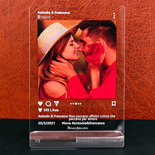 instantstore Placa de estilo Instagram personalizada con fotos con texto y texto en inglés sobre acrílico