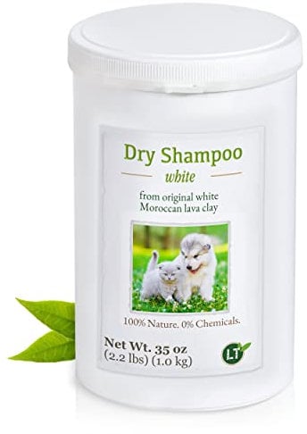 Trockenshampoo für Hunde und Katzen WHITE | speziell für weißes Fell / Kurzhaar | mit weißer marokkanischer Lavaerde | zur chemiefreien Fellpflege | 1 kg