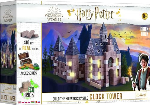 Trefl Brick Trick Build with Bricks – Harry Potter, Hogwarts, Magie, ECO Bricks, DIY, über 400 Bausteine, wiederverwendbar, Kreativset für Kinder ab 8 Jahren., 61563, Clock Tower, 39.5 x 26.5 x 9 cm