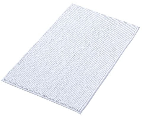 Decomira Badematte rutschfest | Als Badteppich Set kombinierbar | Badezimmer-Teppich Bad-Vorleger waschbar aus Chenille | Duschvorleger für Dusche, Badewannen, WC Deko | Weiss - 40x60 cm