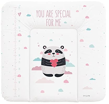 Schnucky Wickelauflage - weiche Baby Wickelunterlage, Wickeltischauflage, wasserdicht und abwaschbar, für Wickeltisch/Wickelkommode geeignet. [75 x 72 cm, Panda]