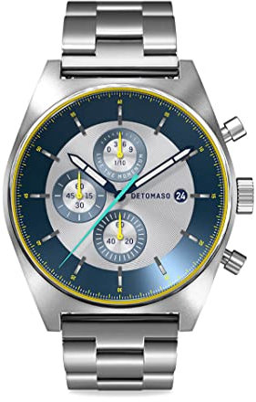 DeTomaso D10 Chronograph Limited Edition Silver Herren-Armbanduhr Analog Quarz Stainless Steel Silber