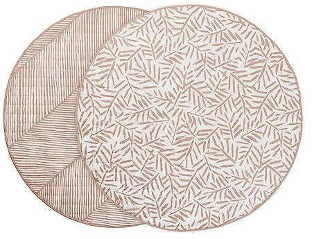 Toddlekind Krabbeldecke für Babys, Blattmuster, handgenäht, Baby-Spielmatte aus Bio-Baumwolle, 125 cm, Sea Shell/Zartpink