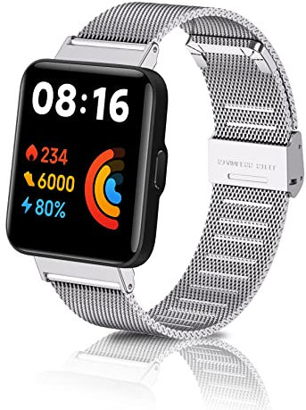 ToVioc Cinturino Compatibile con Xiaomi Redmi Watch 2 Lite, Cinturini in Acciaio Inossidabile Adatto per Xiaomi Redmi Watch 2 Lite - Argento