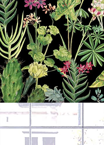 Lister Cartwright Tropical Plants Design Blackout Roller Blinds Windows Blind Easy Fit Child Safety Included Made to Measure(Black, 120 cm Width x 140 cm Drop)
