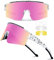 SPOSUNE Lunettes de cyclisme polarisées avec 3 verres, lunettes de soleil de sport TR90 pour homme et femme, lunettes de soleil de baseball, Verres WB et roses, 14.5 x 5.5 cm
