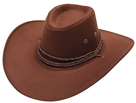 Western Straw Cowboy Hut aus Canvas mit schwarzem Hutband Fester Westernhut für Herren und Damen mit beidseitigen Lüftungslöchern