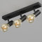 K-Bright Deckenstrahler 3 Flammig, Deckenleuchte Strahler Schwenkbar, Vintage Deckenlampe E27, Spotleuchte Drehbar Deckenspots für Wohnzimmer, Schlafzimmer,Schwarz,Ohne Leuchtmitte