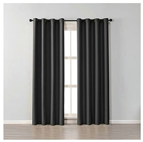 Homxi Vorhang Wohnzimmer Modern Blickdicht 2er Set 2 x 86Wx138L cm,Küchen Gardinen Blickdicht Schwarz Einfarbig Vorhang Ösenringe