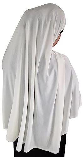 Yaqeen Großes Lycra Khimar 1 Stück Hijab Amira Kopftuch für Muslimah Stretchy Scarf Islamische Gebet Muslimische Schals, weiß, One size