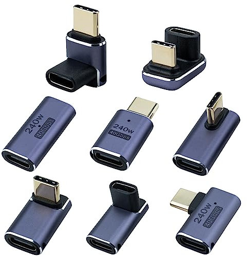 Leehitech USB C 4.0 Adapter, USB C Stecker auf Buchse, 40 Gbit/s Übertragung, 240W Laden, 8K/60 Hz Audio und Videoübertragung, geeignet für MacBook und andere USB Typ C Geräte