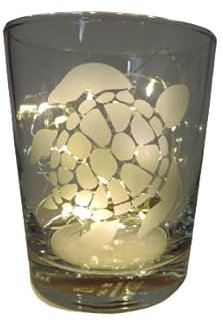Lichtidee Teelicht Glas Windlicht Glas Trink Glas geätzt, Tischlicht Motiv Schildkröte/Turtle, Ostern, Maritim, Natur, Handemade Unikat Liebe Ostern Muttertaggeschenk, Höhe 8cm,