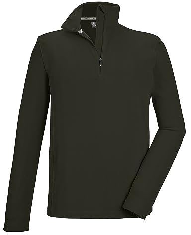 killtec Herren Fleeceshirt mit Stehkragen und Reißverschluss KSW 99 MN FLC SHRT, Dark Moss, M, 40878-000