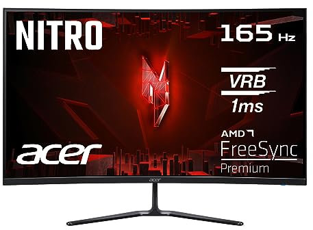acer Nitro ED320QRS3 Moniteur de Jeu 31,5 (80 cm) Full HD, 165 Hz, 5 ms (GTG), 2 x HDMI 2.0, DP 1.4, incurvé, DP/HDMI FreeSync Premium, Noir