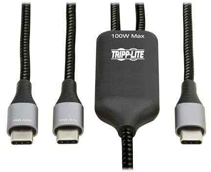Tripp Lite Dual USB-C Multi-Charging Cable/Splitter, 6 Foot / 1.8 Meter Length, 100W PD Charging, 480 Mbps Data Transfer, Male-to-2x Male, 3-Year Warranty (U420P-2X6-100W)
