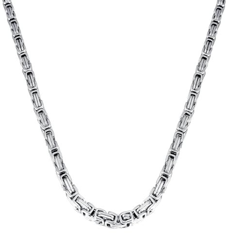 Uwiyo Königskette Silber Edelstahl Halskette für Herren, 4/5/6mm breit Königskette Halskette Hip Hop Punk Halskette für Herren, 51/56/61cm Länge (Silber-5mm, 56)