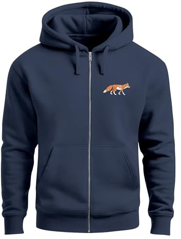 Neverless® Sweatjacke Zip-Hoodie Herren Polygon Print Fuchs Outdoor Geometric Motiv Zipjacke Männer Fashion Streetstyle
