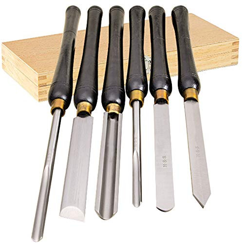 YAOBAO Drechseleisen -Set, Drechselbeitel Drechselmesser Drechselsatz,6 HSS Drechselmesser Im Holzkoffer, Drechselwerkzeug Für Holz