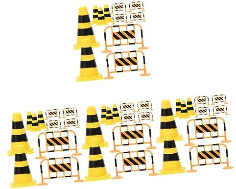 UPKOCH 4 Sätze Simulationsrequisiten Für Straßensperren Zapfen Zählen Straßensperrenmodell Aus Kunststoff Kidcraft-spielset Verkehrskegel Ampelspielzeug Plastik Straßenkegel Mini