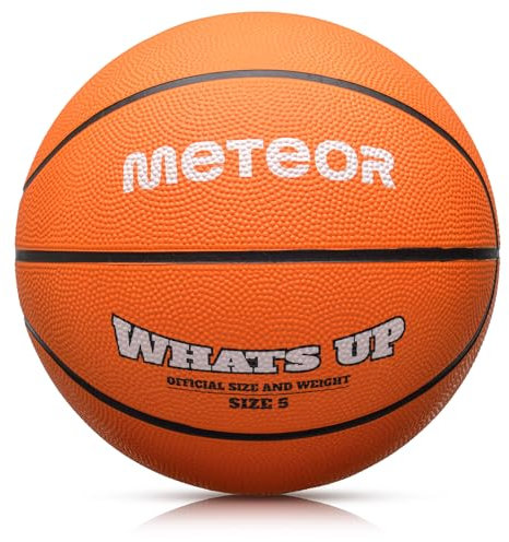 meteor Whats UP Basketball Größe #5 ideal für Kinder von 4-8 Jahren, weicher Mini Basketball, Orange