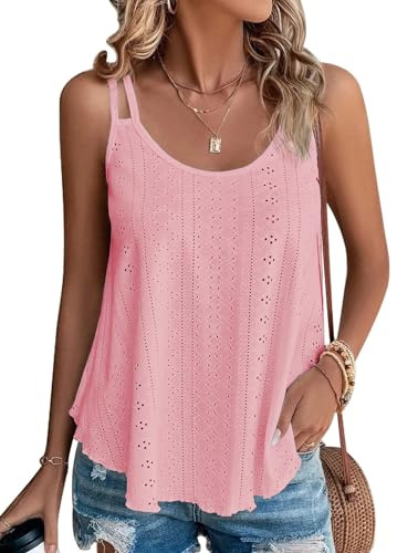 Tomatofrydan Tank Top Damen Sommer Top Sexy Ärmellose T Shirt Neu Spaghetti Cami Oberteile Sommermode Shirt Rundhals Blusen Basic Tops