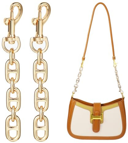 Andibro Geldbörsen Verlängerungskette 2 Stück Legierung Taschen Verlängerungskette 12 cm Goldene Umhängetaschen Riemen Verlängerungsketten für Taschenriemen Handtaschen Ersatzzubehör
