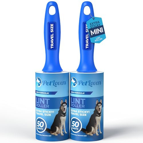 PetLovers Mini-Fusselrollen für Reisen, kleine Größe für einfachen Transport, ideal für Tierhaare und Schmutz, 2 Stück