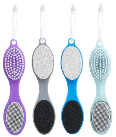 HO2NLE Fußpflege Schleifstein 4 in 1 Kunststoffbürste zur Hornhautentfernung Inklusive Fußbürste,Bimsstein,Fußraspel und Sandpapier die Fußpflege und Pediküre,für Raue,Trockene,Rissige Haut