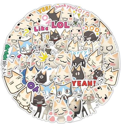 Inoue Toro Aufkleber 50 Stück Niedliche Cartoon Katze Aufkleber für Laptop Gepäck Scrapbook Motorrad Skateboard Auto Telefon Gitarre,Wasserfeste Funny Tier Sticker für Mädchen Erwachsene Jugendliche