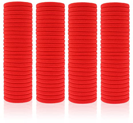 100 Stück Haargummi Damen, Haargummis für Mädchen, Haargummies Pferdeschwanz Gummi, Elastische Haarbänder für Damen Mädchen (rot)