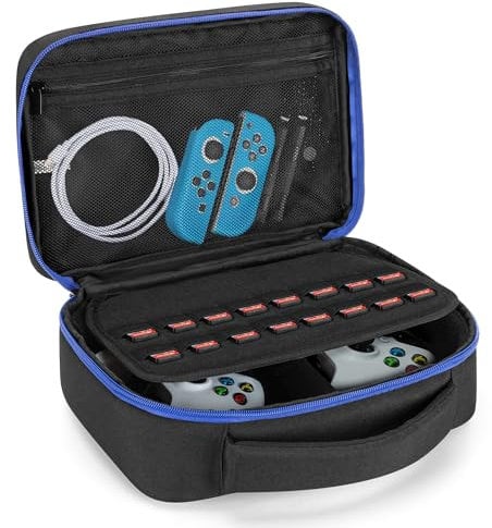 PGmoon Controller Tasche Kompatibel mit PS5 / PS4 / Xbox / Switch Pro und mehr Controllern, Schutzhülle für 2 Controller & anderes Zubehör, Blau (Patent Design)