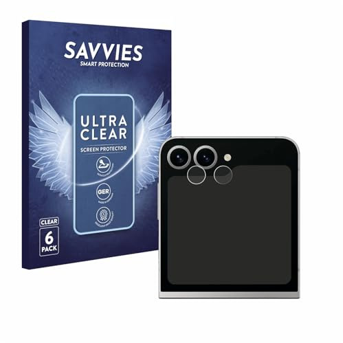Savvies Schutzfolie für Samsung Galaxy Z Flip 6 | (NUR Kameraschutz) 6 Stück Transparenter Displayschutz Made in Germany Ultra-Klar Displayschutz-Folie
