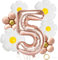 DazzJoy Geburtstagsdeko Mädchen 5 Jahre mit Gänseblümchen Folienballon, Luftballon Geburtstag 5 Jahre Mädchen, Ballon Geburtstag Mädchen 5 Jahre, Riesen Folienballon 5 Rosegold, 5 Geburtstag Mädchen