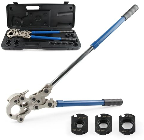 MGYOO Kupfer-Propress-Werkzeug mit 1,27 cm, 3/4 Zoll, 2,5 cm Backe – Pro Press Kupfer-Crimper Tool mit drehbarem 360°-Kopf und ausziehbarem Griff – Kupferrohr-Crimpzange für