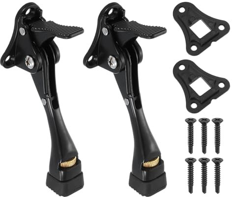 sourcing map 4 Inch Kickdown Door Stopper, One Touch Pedal Heavy Duty Door Stop Holder, Height-Adjustable Rubber Foot, (Black, 2 Pack)