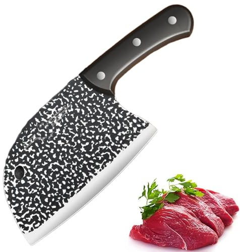 Coltello Da Cucina In Acciaio Inossidabile Con Impugnatura Ergonomica, Coltello Da Chef Serbo, Coltello Da Cucina A Codolo Intero, Mannaia Da Chef, Mannaia Da Macellaio (C)