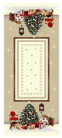 IL MAGGIOLINO | Dekorativer Weihnachten Tischläufer 100x40 cm, Lurex-Kaminmuster in Gobelin-Stoff, Made in Italy