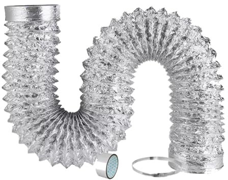 Flexibel Luftleitungen Rohr Ventilationsschlauch Hitzebeständiger Schlauch Lüftungsschlauch Flexibel mit Stahlspirale für Klimagerät, Wäschetrockner, Dunstabzugshaube, Küchenabzug(5m,150mm)