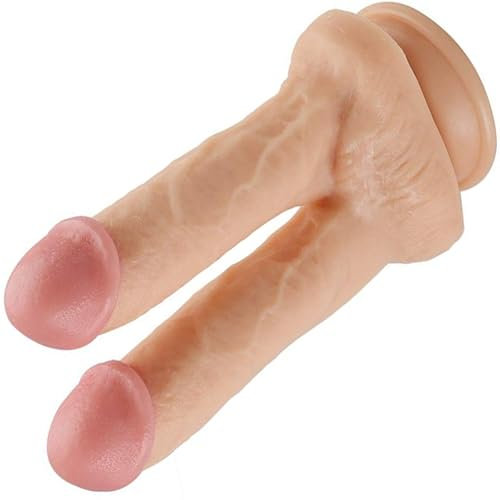 Double gode réaliste femme 15 cm et 14 cm Ø4 cm silicone souple XL flexible avec ventouse puissante double stimulation vaginale et anale sextoy réaliste jouet sexuel adulte FOPS D48