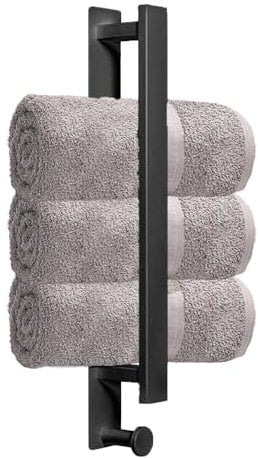Handtuchhalter Ohne Bohren Selbstklebend Edelstahl Handtuchstange Bad Wand 40CM Gästehandtuchhalter Wandmontage mit Handtuchhaken Badetuchhalter Badezimmer Zubehör Schwarz