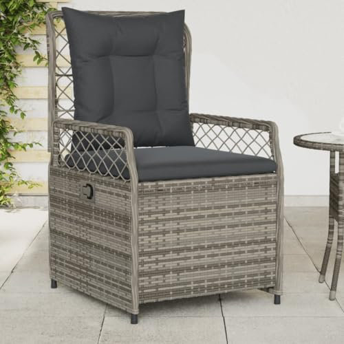 Gartensessel 2 STK. Verstellbar Grau Poly Rattan,jiangboyue-368663