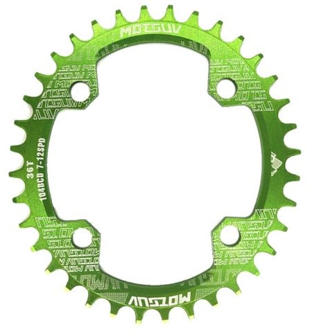 SHUNMIN Kettenblatt 104BCD Oval MTB Kettenblatt Schmale Breite Mountainbike Fahrrad 32T 34T 36T 38T Kurbelgarnitur Einzelne Zahn Platte Teile 104 BCD FahrradkettenbläTter(Green 34T Oval)