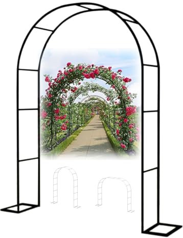 Garden Arch Arbour, Metal Arbor Trellis, Wedding Archway Wide 1.0 1.4 1.8 2.0 2.2 2.4 2.6 2.8 3.5 m, Backyard Lawn Pergola Support, Outdoor Patio Décor, Rustproof Plant Stand(W 2.0 x H 2.4 m)