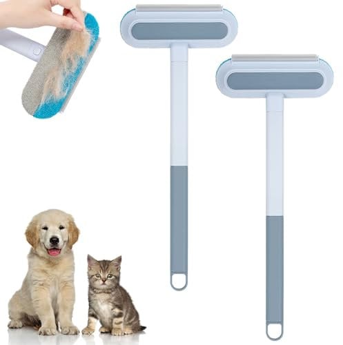 2 eliminadores de pelo de gatos, 3 en 1, multifunción, reutilizables, removedor de pelo de perro, mango largo, cepillo para pelusas, alfombra para ropa, muebles, vidrio