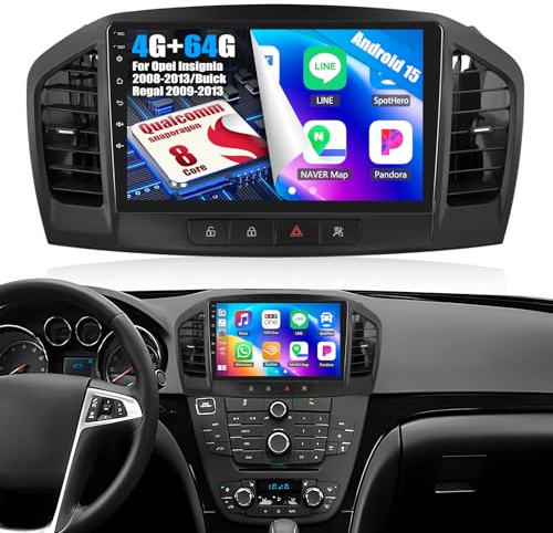 4G+64G 8 Core Qualcomm Snapdragon Android 15 Autoradio para Opel Insignia 2008-2013/Buick Regal 2009-2013 Carplay Android Auto Pantalla Radio Coche 9 Pulgadas con Bluetooth FM RDS GPS WiFi SWC DSP