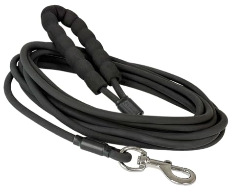 Petlando Schleppleine 5m, Trekking Leine Rund, Schwarz, mit Griff | Runde Hundeleine, extrem robust & abriebfest, Trainingsleine für Hundeausbildung, Rückruftraining, Fährtensuche & Mantrailing