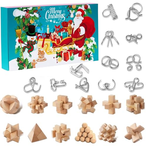 Adventskalender 2025 Knobelspiele für Kinder & Erwachsene-24 Tage von Weihnachtskalender Geschenke, für Jungen Mädchen Teenager